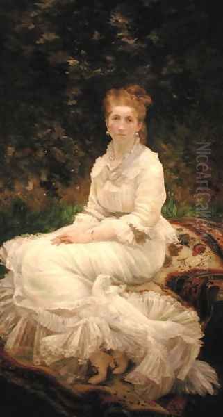 The Woman in White, c.1880 Oil Painting by Marie Bracquemond