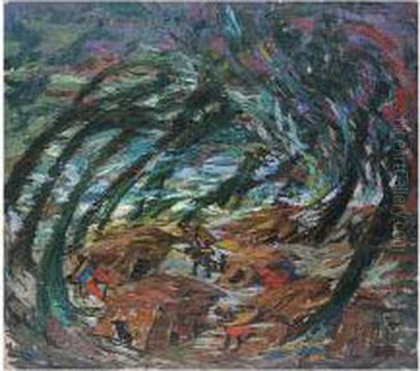 Natives In A Storm Oil Painting by Joao Baptista Da Costa