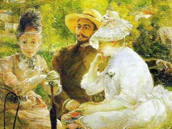 On the terrace at Sevres, 1880 Oil Painting by Marie Bracquemond