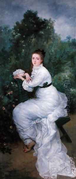 Study for 'Woman in White' 1874 Oil Painting by Marie Bracquemond