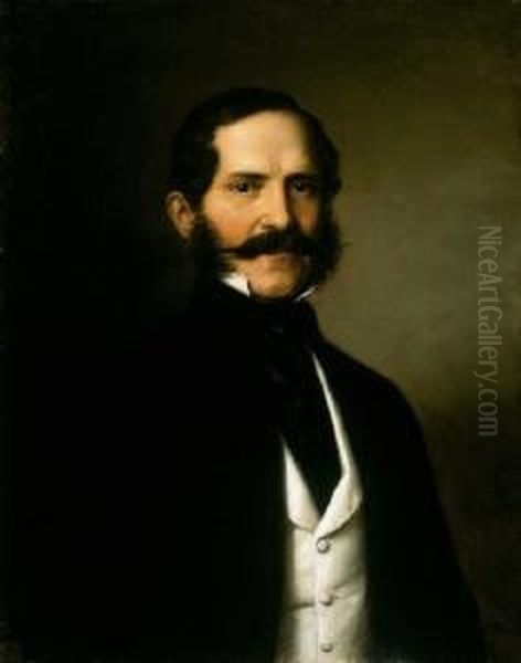 The Portrait Of Janos Zoltan, Lajos Kossuth's Financial Under Secretary Oil Painting by Miklos Barabas