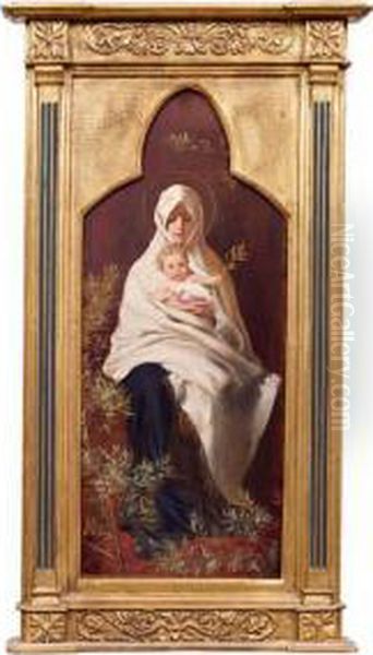 Madonna Col Bambino Oil Painting by Nicolo Barabino