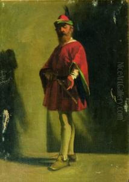 Studio Di Uomo In Costume Oil Painting by Nicolo Barabino