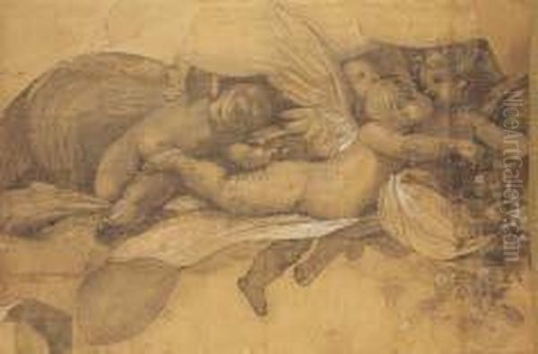 Volo Di Putti Oil Painting by Nicolo Barabino