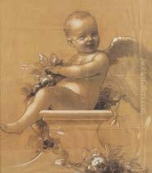 Putto Fra Le Rose Oil Painting by Nicolo Barabino