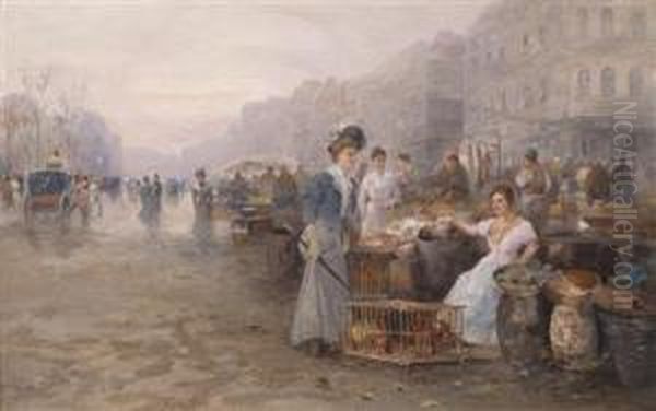 Market In Anvers Oil Painting by Emil Barbarini