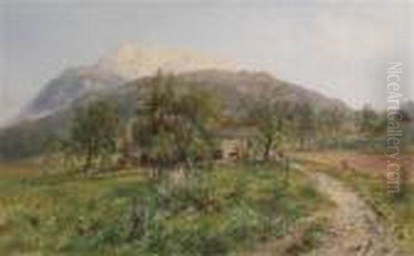 View Of Dobratsch Oil Painting by Emil Barbarini