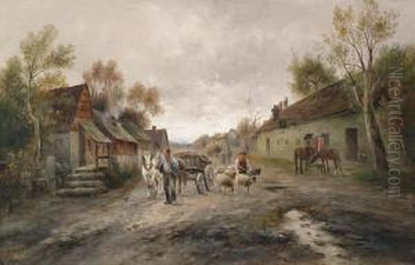 Farmers Returning Home Oil Painting by Emil Barbarini