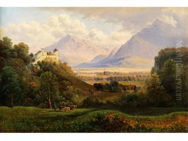 Oberbayerische Landschaft Oil Painting by Emil Barbarini