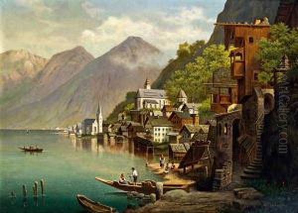 Blick Auf Hallstatt Oil Painting by Emil Barbarini