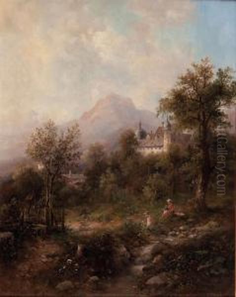 Schloss Hofen Bei Bregenz Oil Painting by Emil Barbarini