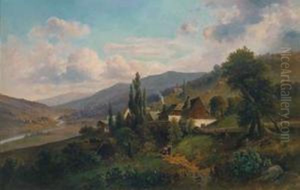 Scene From The Stainzerboden, Styria Oil Painting by Emil Barbarini