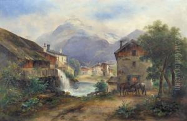 Brixlegg In Tirol Oil Painting by Emil Barbarini