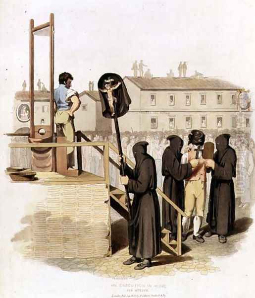 An Execution in Rome for Murder, 1820 Oil Painting by Richard Bridgens