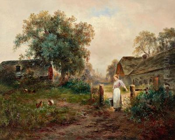 Nel Giardino Della Contadina Oil Painting by Emil Barbarini