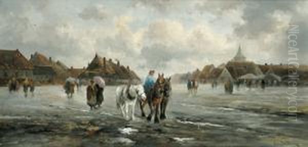 Auf Der Dorfstrase Oil Painting by Emil Barbarini