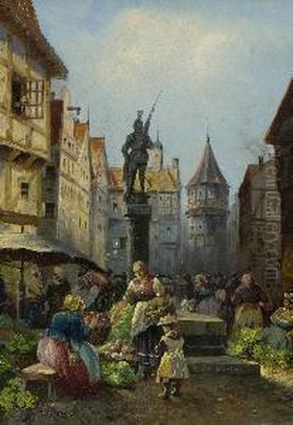 Gemusemarkt. Oil Painting by Emil Barbarini