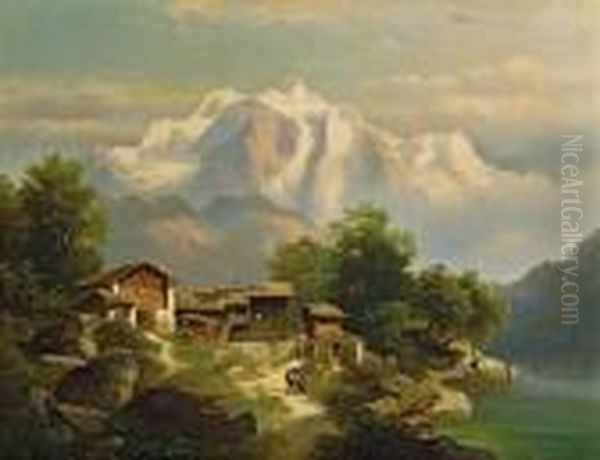 Gehoft Im Gebirge Oil Painting by Franz Barbarini