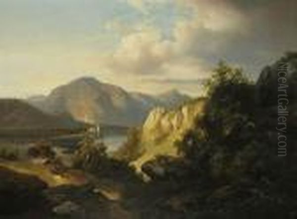 Paesaggio Lacustre Oil Painting by Franz Barbarini