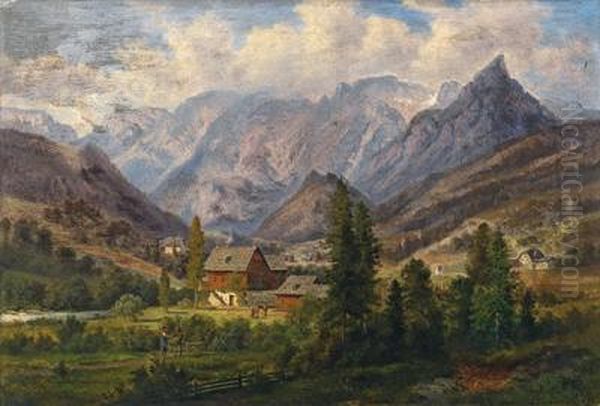 Gebirgslandschaft Oil Painting by Gustav Barbarini