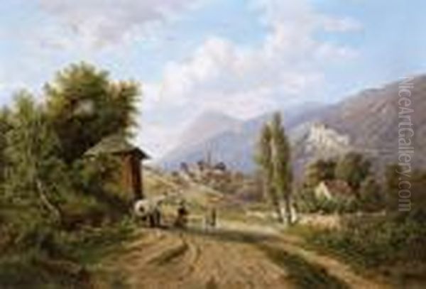 Landschaft In Sudtirol Monogrammiert Gb Oil Painting by Gustav Barbarini