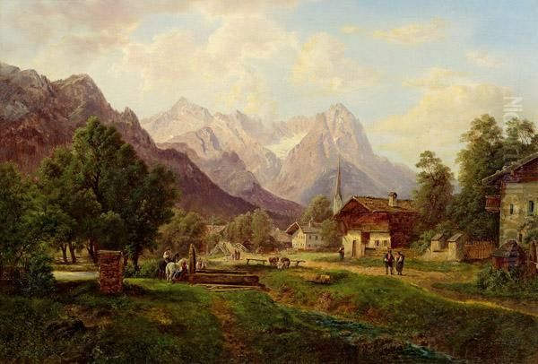 Alpendorf Oil Painting by Gustav Barbarini