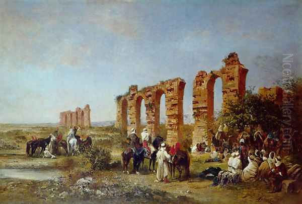 Rassemblement aux abords des ruines 1873 Oil Painting by Honore Boze