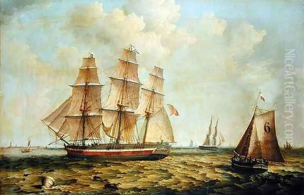 The Three-Masted Barque 'Halcyon' of Hull, 1832 Oil Painting by Thomas A. Binks