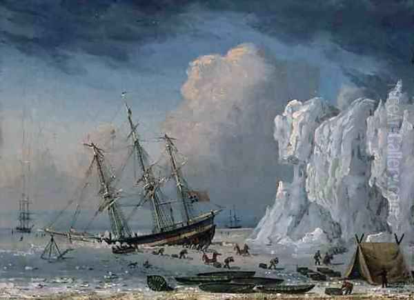 Caught in the Ice 1830 Oil Painting by Thomas A. Binks