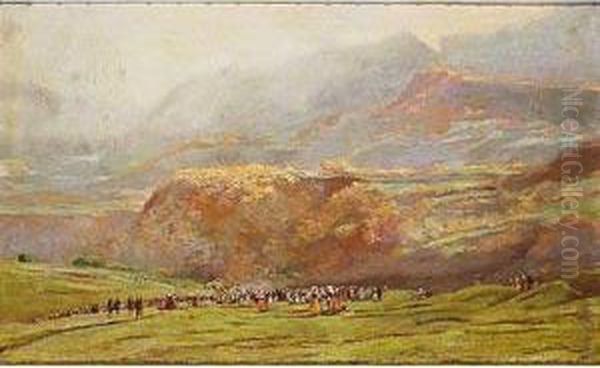 Romeria En Subiaco,italia Oil Painting by Mariano Barbasan Lagueruela