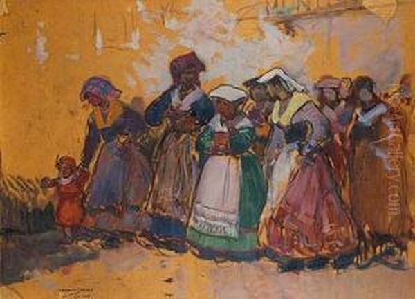 Campesinos De Anticoli Corrado Oil Painting by Mariano Barbasan Lagueruela