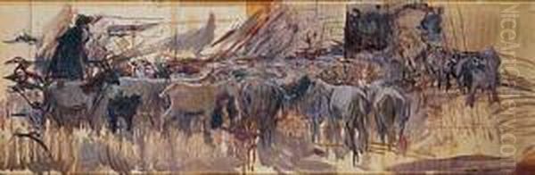 Cabras Oil Painting by Mariano Barbasan Lagueruela