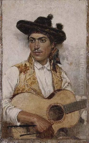 Gitano Con Guitarra Oil Painting by Mariano Barbasan Lagueruela