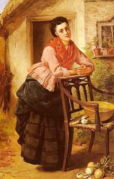 A Rest From Labour Oil Painting by Edward Charles Barnes