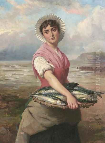 The fish wife Oil Painting by Edward Charles Barnes