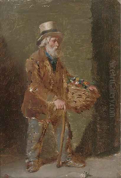 The flower seller Oil Painting by Edward Charles Barnes