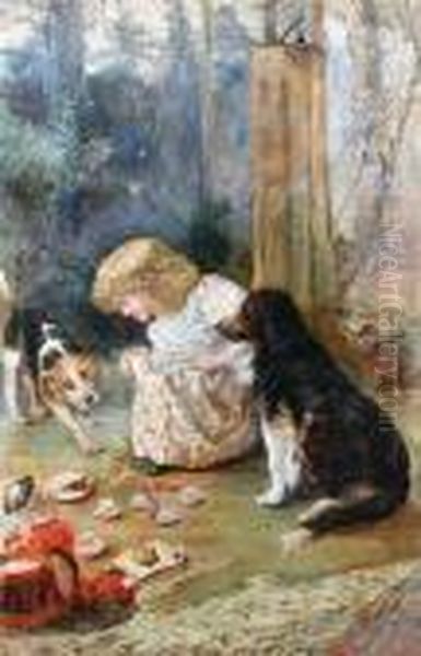 The Dog's Tea Party Oil Painting by Charles Burton Barber