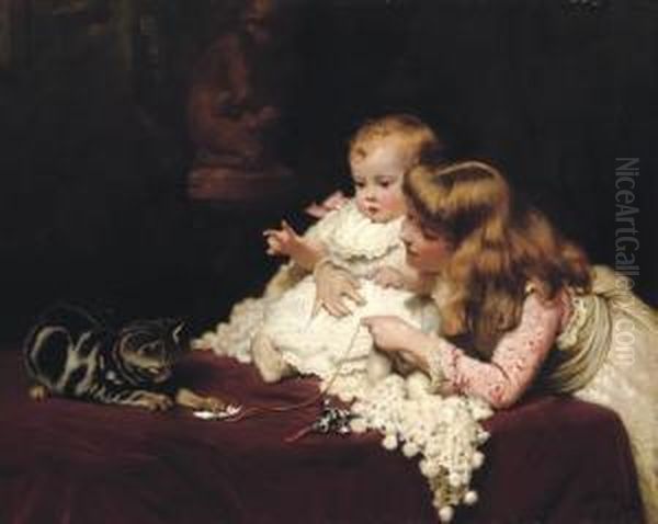 Playmates Oil Painting by Charles Burton Barber