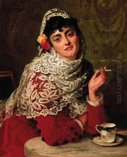 A Spanish Beauty Oil Painting by Edward Charles Barnes