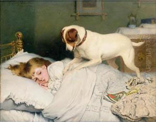 Time To Wake Up Oil Painting by Charles Burton Barber