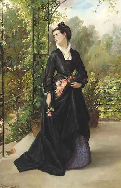 The lady in the arbour Oil Painting by Edward Charles Barnes