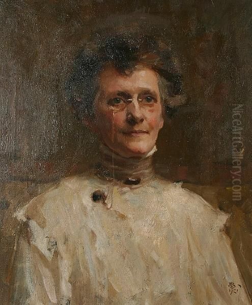 'portrait Of The Artist's Mother, Herself A Painter, Mrs Amelia Barber' Oil Painting by Reginald Barber