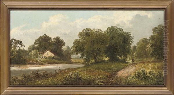 Cottage By A River Oil Painting by Thomas Stanley Barber