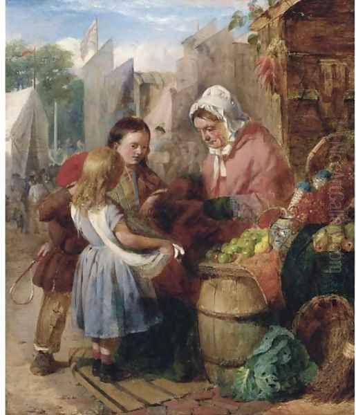 The market fair Oil Painting by Edward Charles Barnes