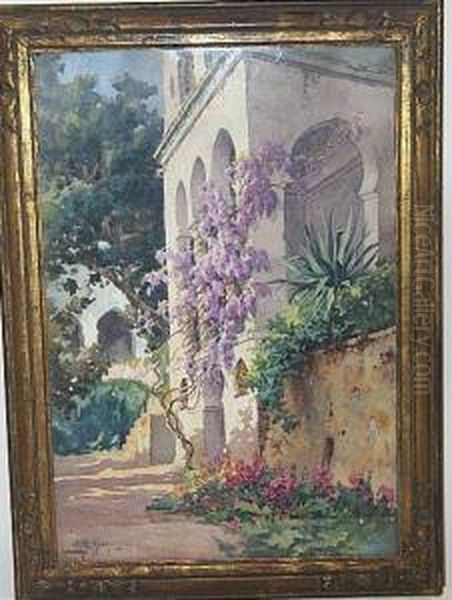 Alger, Villa Telemy- Lesglycines. Oil Painting by Antoine Barbier