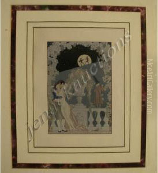 Amorous Couple Oil Painting by Georges Barbier