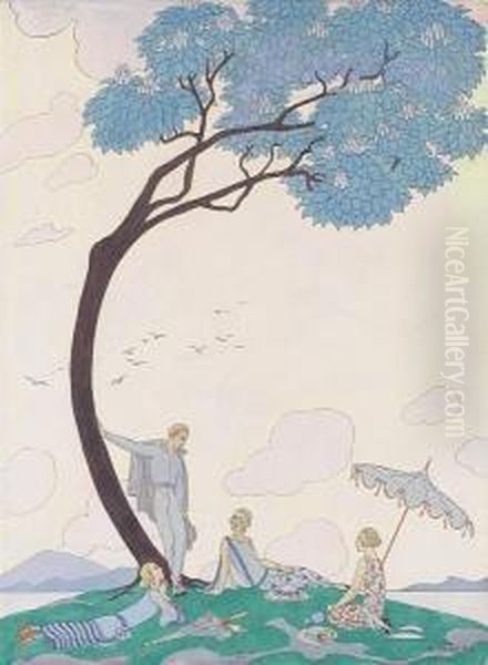 Sur L'herbe Oil Painting by Georges Barbier