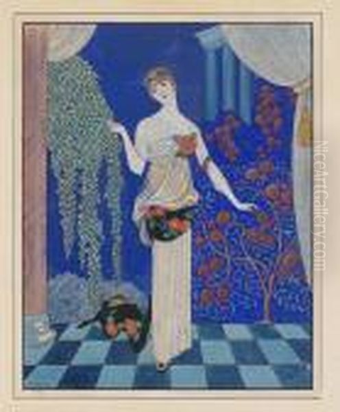 Jeune Fille Elegante Oil Painting by Georges Barbier