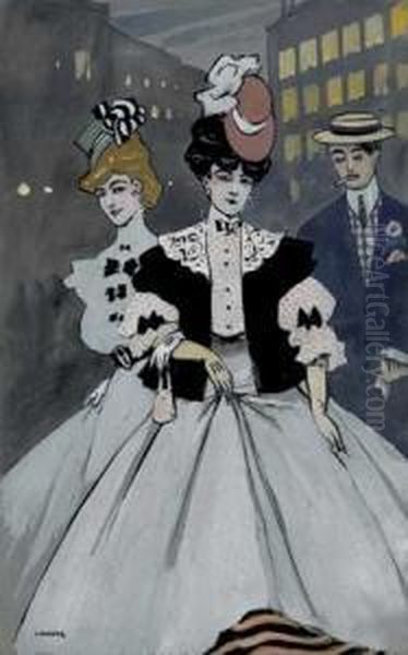 Les Elegantes Oil Painting by Georges Barbier