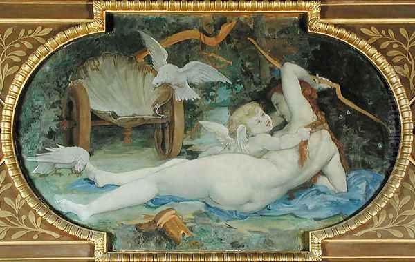 Venus Jouant avec L'Amour (Venus Playing with Cupid) Oil Painting by Paul Jacques Aime Baudry